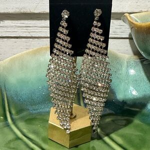 Stunning Rhinestone Fringed Earrings (pierced)